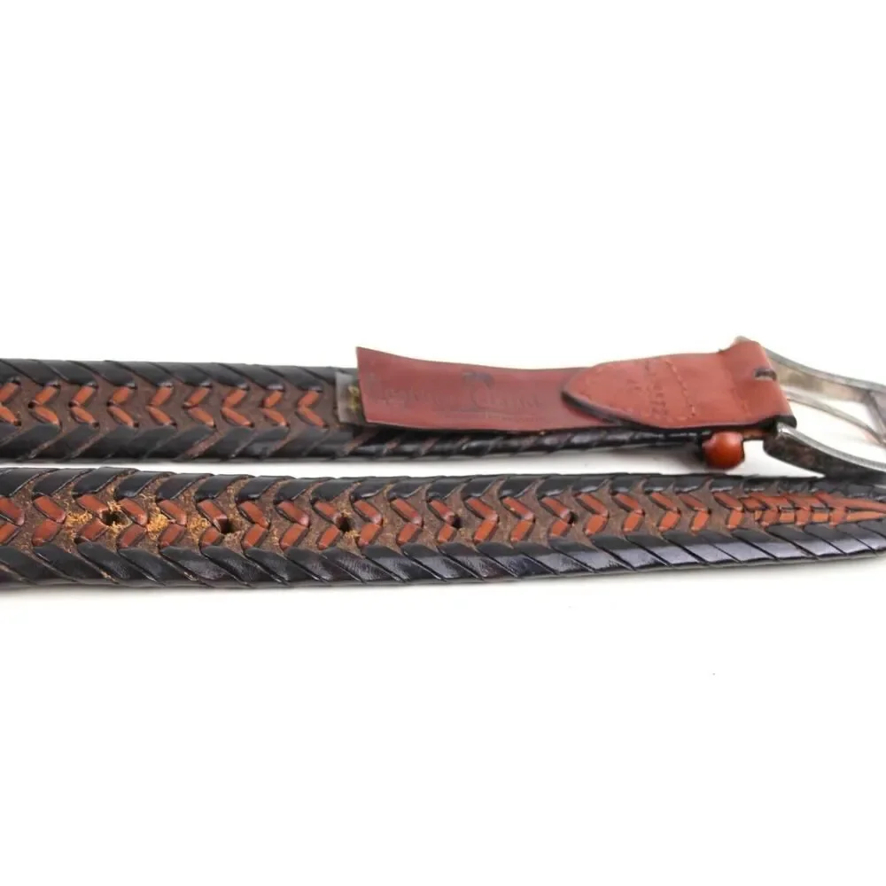 Leather Island BRAIDED BLACK BROWN GENUINE LEATHER 1.25